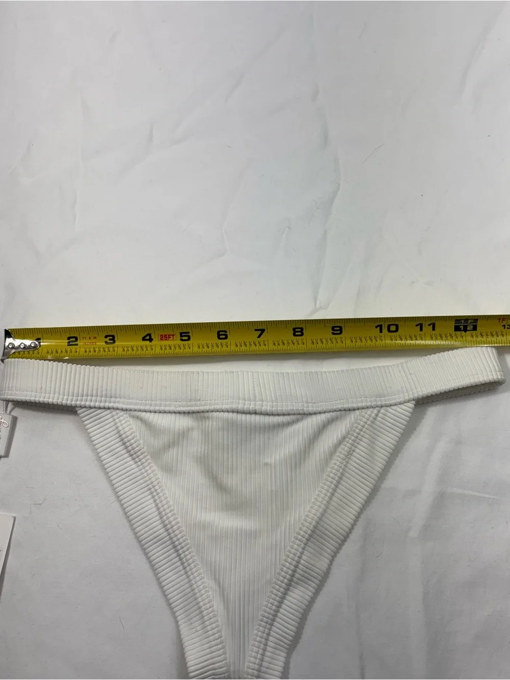 Frankies Bikinis Cole Solid White Ribbed Cheeky Bikini Bottom NWT NEW Medium M